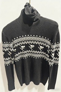 Pull en tricot à col roulé pour femme, motif Fair Isle noir, pull d'hiver - Product Image 2