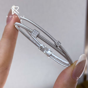 Pulsera de línea dorada de doble capa Rochime, joyería de circón 5a chapada en rodio de Plata de Ley 925 para mujer - Product Image 4