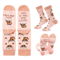 Chaussettes en coton pour hommes à motif fantaisie cheval et vache des Highlands
