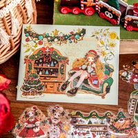 Lot d'autocollants de Noël Mr. Paper, imperméables, écologiques, avec estampage doré, design mignon et kawaii pour scrapbooking, journal, agenda et décoration