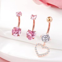 Ensemble de bijoux de piercing corporel Sexy pour femmes en acier inoxydable papillon anneau de ventre Micro-encart Zircon or clou nombril griffe réglage
