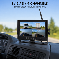Système de caméra de recul sans fil 9 pouces 1080P 2,4 GHz avec 4 caméras IR 12-36V IP68 et moniteur à écran partagé pour camion, bus, camping-car, remorque