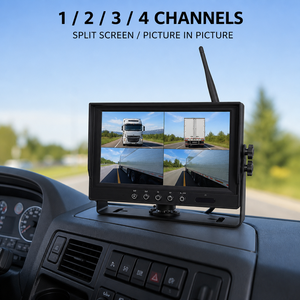 Système de caméra de recul sans fil 9 pouces 1080P 2,4 GHz avec 4 caméras IR 12-36V IP68 et moniteur à écran partagé pour camion, bus, camping-car, <span class=keywords><strong>remorque</strong></span> - Product Image 5