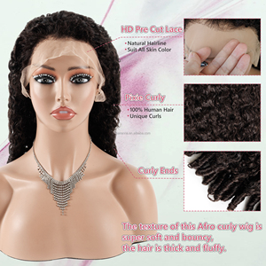 Nuova Parrucca Riccia Pixie 1B Naturale QQ 13X4, Capelli Vergini Brasiliani 100% di Qualità per Donne di Colore - Product Image 4