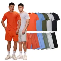 High Quality Summer Jogger Mens Cotton Top und Bottom Men Short Set 2 Piece Suit Shirts Shorts Set For Men sportswear