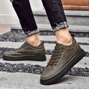 Baskets montantes rétro pour hommes, style automne, semelle épaisse de 8 cm pour une hauteur accrue, chaussures décontractées mi-montantes, doublure en maille, nouveau style tendance - Product Image 3