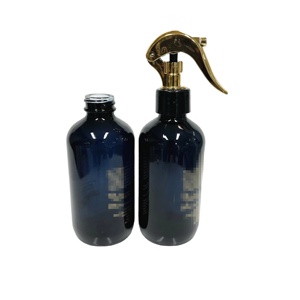 Botella de espray para el cabello <span class=keywords><strong>natural</strong></span> redondo Boston de color oscuro de 250ml con rociador de gatillo dorado galvanizado - Product Image 1