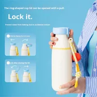 Bouteille d'eau en acier inoxydable personnalisée avec logo, 520 ml, double paroi isolée, avec couvercle et paille, portable pour les sports de plein air, la salle de sport, la randonnée