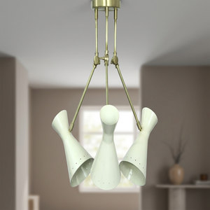 Viking 3 <b>Light</b> Arms Sputnik Pendent <b>Lights</b> Mid Century Brass Fixture in Brushed Brass Lighting Home and Living Room Decor - Product Image 1