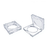 Boîte compacte transparente carrée YanXing pour poudre libre, en plastique ABS, emballage vide pour fard à joues et illuminateur, compartiment unique