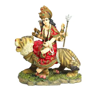 Tượng Nữ Thần Bằng Nhựa Nhiều Màu Nav Durga Devi Sherawali MATA Tượng Điêu Khắc Cưỡi Ngựa Trên Hổ