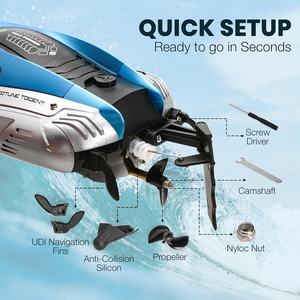 4DRC S3 Bateaux <span class=keywords><strong>RC</strong></span> rapides avec récupération après retournement, rappel de batterie faible, 2,4 GHz, 4 canaux, <span class=keywords><strong>bateau</strong></span> de course rapide avec lumières LED pour <span class=keywords><strong>mer</strong></span>, piscine, lac - Product Image 4