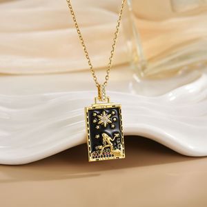 Nouveau collier pendentif de <span class=keywords><strong>carte</strong></span> de tarot de la série Océan rétro à la mode, hippocampes, dauphins, émail coloré, design carré de <span class=keywords><strong>carte</strong></span> de tarot pour femmes - Product Image 6