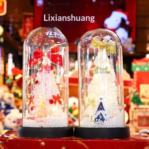 Cadeau de Noël, boîte cadeau de fleur éternelle, couvercle en verre, veilleuse, flocon de neige, arbre de Noël en forme de dôme, 10-30 cm, pour <span class=keywords><strong>les</strong></span> personnes âgées, veille de Noël - Product Image 2