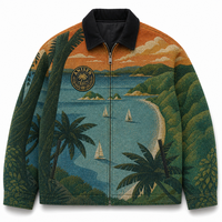 Veste décontractée en tapisserie pour homme, grande taille, style streetwear, avec fermeture éclair, en jacquard