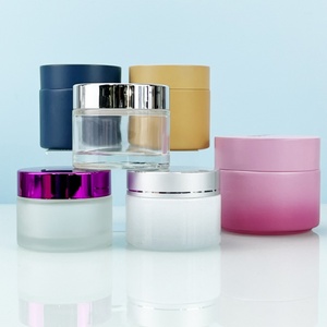 High-end Cosmetic Face Cream Glass Jar with Silver Lid 5g 10g 15g 20g 30g 50g 100g Empty Wide-mouth pink Frosted Body Scrub Jar - Product Image 1