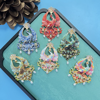 Broche Paon 3D en Émail 6 Couleurs avec Perle Imitation Goutte d'Eau, Épingle de Revers Unisexe de Luxe, Accessoire de Costume Formel