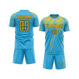 Ensemble de maillot de football Splash Design à manches courtes, uniforme de football respirant, vêtements de sport performants, kit d'entraînement - Product Image 1