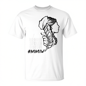 Camiseta No More Stolen Sisters MMIW Feather Justice, para Adultos, Unisex, de Algodón, Cuello Redondo, Manga Corta, para Caminar, Correr y Eventos - Product Image 3