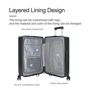 Nice Travel 2024 Factory New Design Front Opening Travelling Bags Trolley Luggage With Cup Holder And USB Charging Suitcase