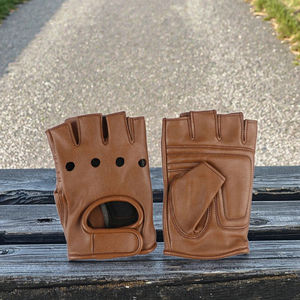 Gants de vélo demi-doigt en peau de mouton, pour hommes/femmes, avec tampon éponge sur le côté - Product Image 2