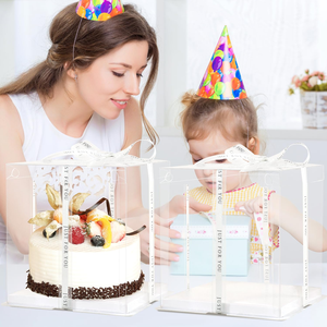 Boîte d'emballage carrée transparente en plastique pour gâteaux, idéale pour les mariages et les pâtisseries, vente en gros - Product Image 4