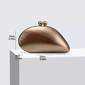 Elegante Bolso de Mano de Resina para Mujer, Bolso de Noche Irregular de Acrílico Rígido con Cierre de Bola Metálica, Estilo Elegante para Fiestas, Bodas y Graduaciones - Product Image 2