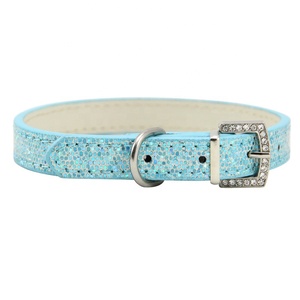 Collare per cani di lusso moderno per piccoli animali domestici gatti alla moda brillante pelle scamosciata in velluto Bling-bling con fibbia in strass di diamanti - Product Image 6