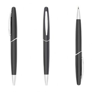 Stylo bille professionnel minimaliste en métal noir au design unique avec anneau central, pointe fine, personnalisable avec LOGO - Product Image 4
