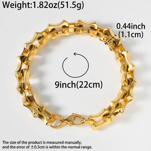 Bold Polished Gold Bone Chain Bracelet Minimalist Statement Fashion Jewelry for <b>Men</b> Women - Product Image 6