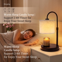 Lampe chauffe-bougie sans flamme de style bohème côtier, avec abat-jour en lin naturel réglable en hauteur, pour la décoration de la maison
