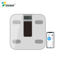 Balance de salle de bain intelligente unique avec charge solaire photovoltaïque 180 kg, Bluetooth numérique, application connectée, piles, mesure du poids corporel et de la graisse corporelle
