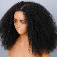 Perruque bouclée crépue en cheveux humains, densité 250, 22 pouces, dentelle HD transparente 13x4, sans colle, pour femmes