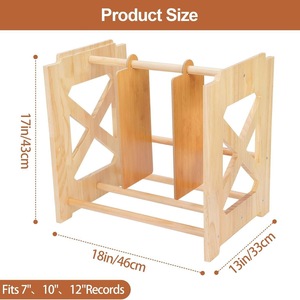 Estante de Almacenamiento de Discos de Vinilo de Madera, Organizador de CD Ajustable para Escritorio, Estantería de Madera Maciza con Divisores, Diseño Moderno - Product Image 5