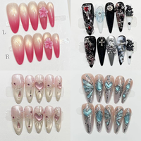 Boîte d'emballage rétro pour ongles artificiels, design tendance, ongles artificiels à couverture complète, longs ongles stiletto faits à la main, ongles à presser