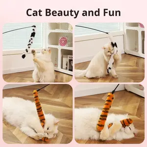 <span class=keywords><strong>Garfield</strong></span> tarzı kedi Teaser değnek ısırmaya dayanıklı etkileşimli plastik oyuncak sıkıntı için-kabartma uzun kuyruk kedi çubuk - Product Image 4