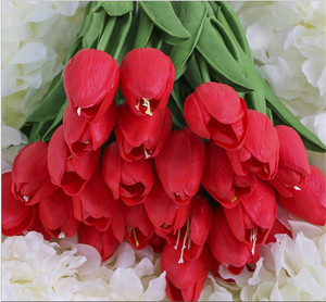 بيع بالجملة ساق واحد مع أوراق لمسة حقيقية حار بيع نمط جديد الاصطناعي بو الزنبق الزفاف حزب زهور التوليب - Product Image 4