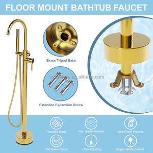 Rubinetto per <span class=keywords><strong>vasca</strong></span> <span class=keywords><strong>da</strong></span> <span class=keywords><strong>bagno</strong></span> autoportante; con due modalità di flusso dell'acqua; soffione doccia girevole a collo di cigno con funzione doccia manuale - Product Image 2