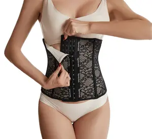 Customized women lace waist trainer weight loss breathable waist trimmer postpartum recovery women 9 steel boned waist corset