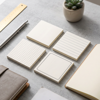 Bloc-notes adhésif carré réutilisable, lignes quadrillées, cadre vierge, blocs-notes en papier kraft, pour étudiants, bureau, écriture