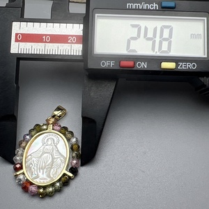 Cuentas de Circonio Personalizadas al por Mayor, Medallas Ovaladas de Nácar y Madreperla, Dijes de la Virgen María para la Fabricación de Joyas y Collares - Product Image 5