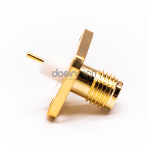 Connecteur SMA femelle <span class=keywords><strong>à</strong></span> montage sur panneau avec bride <span class=keywords><strong>à</strong></span> <span class=keywords><strong>4</strong></span> trous pour soudure sur circuit imprimé - Product Image 3