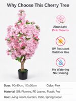 Arbre artificiel en fleurs de cerisier en gros, fausse plante en pot de Sakura rose, arbre à fleurs en soie pour la décoration du salon, du jardin et de la terrasse, OEM