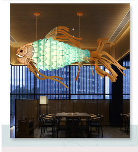 Lámparas de <span class=keywords><strong>carpa</strong></span> de araña de pescado de restaurante de olla caliente china de altura ajustable para decoración de proyectos de catering de vestíbulo de Hotel - Product Image 4
