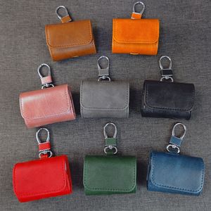 เคสหนังลายวัวแบบเรโทรสำหรับ AirPods พร้อมห่วงคล้องหนัง PU และคาราไบเนอร์ป้องกันการสูญหาย - Product Image 4