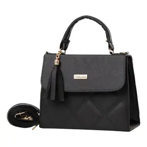 Sac bandoulière pour femme Fana, noir, matelassé, fermeture éclair imperméable, poignée unique, doublure en cuir véritable, été - Product Image 1