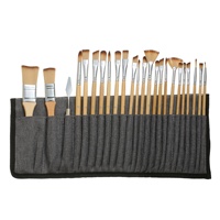 Ensemble de 24 pinceaux, rouleau de pinceaux pour toile, pinceaux pour peinture à l'huile, poignée en bois en nylon, pinceaux pour gouache et aquarelle, emballage en sac en tissu