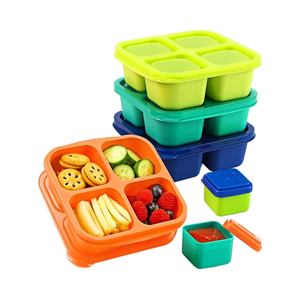 Caperci 4 piezas Jewel Brights Reutilizable Bento Snack Boxes Lunchable 4 compartimentos Snack Containers Salsa a prueba de fugas calentable - Product Image 1