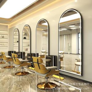 Station de coiffure moderne avec miroir en acier inoxydable, chaise de coiffeur, miroir encadré LED, mobilier de coiffure pour salon de beauté, spa, école, centre commercial - Product Image 5