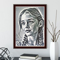 Portrait personnalisé bricolage peinture au diamant à la main kit d'art mural autocollant en diamant vente en gros